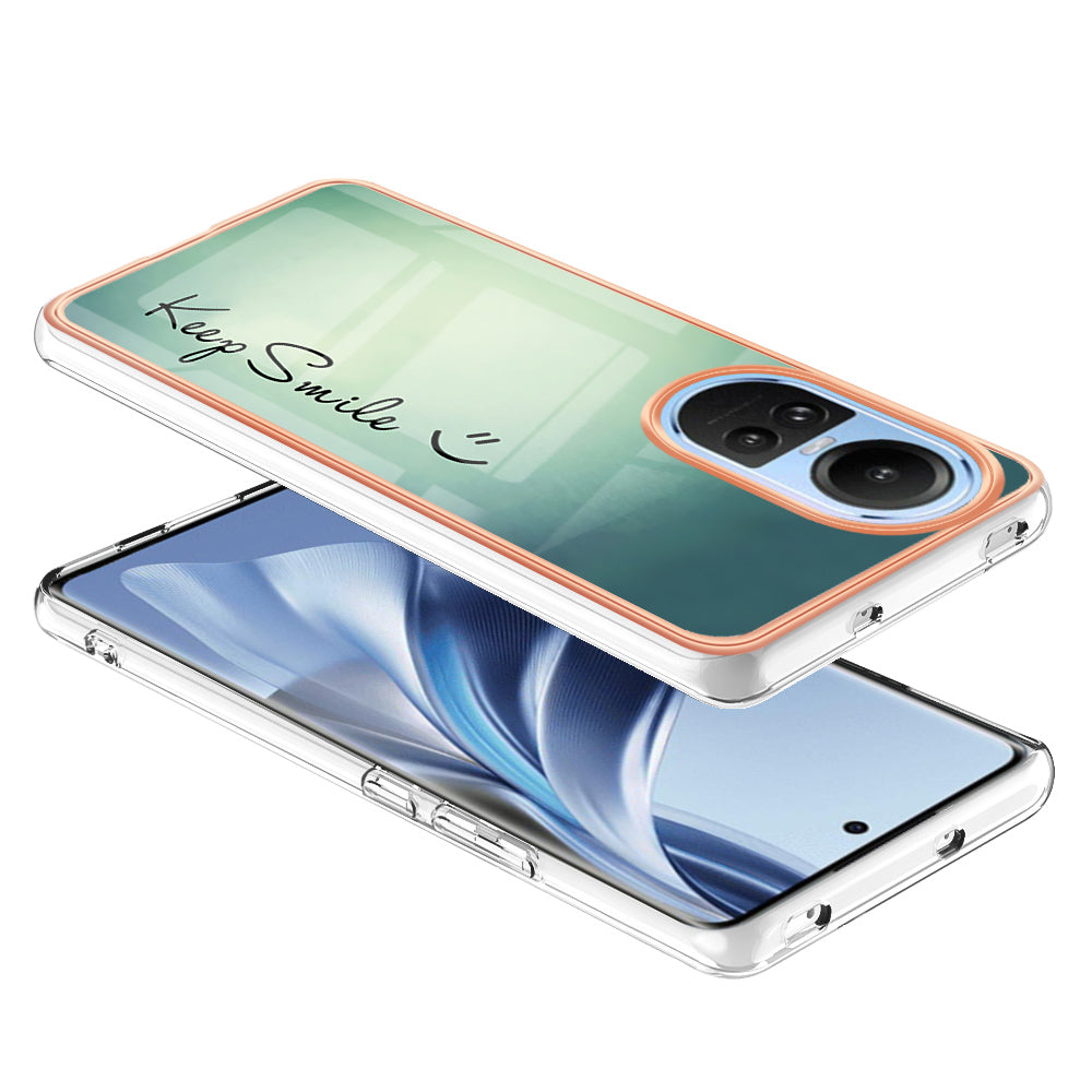 YB IMD Series-19 Style D Electroplating Cover for Oppo Reno10 5G (Global) IMD Pattern 2.0mm TPU Phone Case