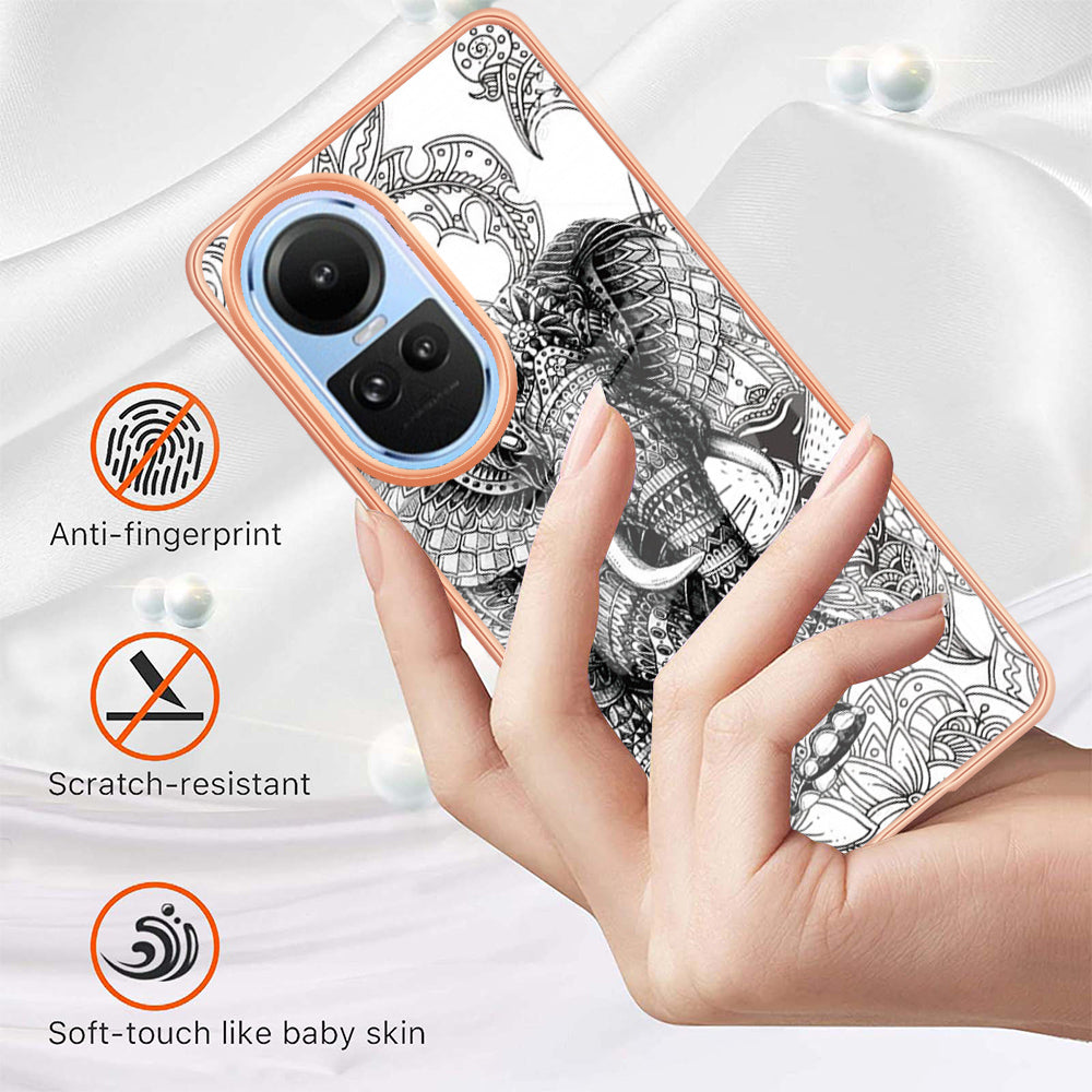 YB IMD Series-19 Style D Electroplating Cover for Oppo Reno10 5G (Global) IMD Pattern 2.0mm TPU Phone Case