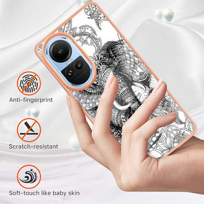 YB IMD Series-19 Style D Electroplating Cover for Oppo Reno10 5G (Global) IMD Pattern 2.0mm TPU Phone Case
