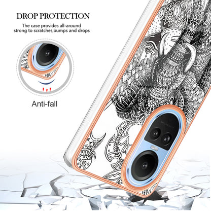 YB IMD Series-19 Style D Electroplating Cover for Oppo Reno10 5G (Global) IMD Pattern 2.0mm TPU Phone Case