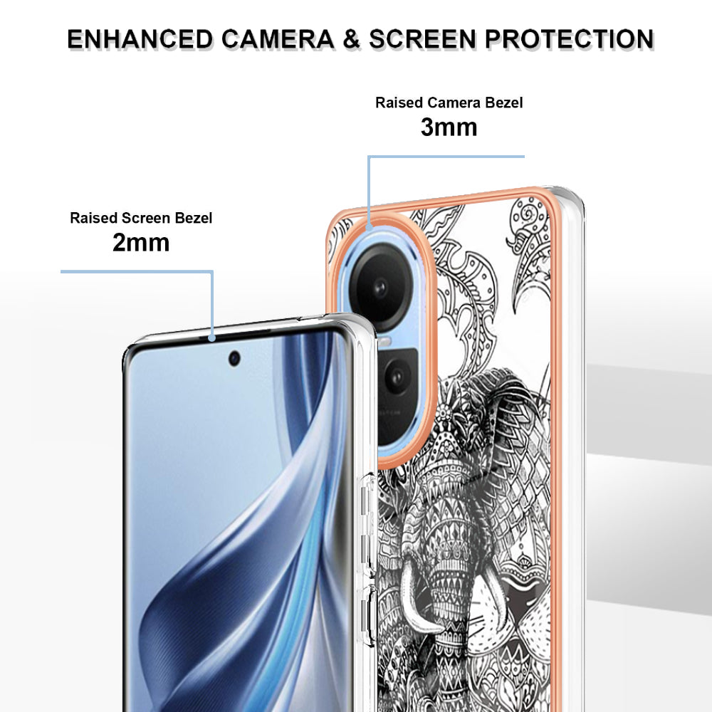 YB IMD Series-19 Style D Electroplating Cover for Oppo Reno10 5G (Global) IMD Pattern 2.0mm TPU Phone Case