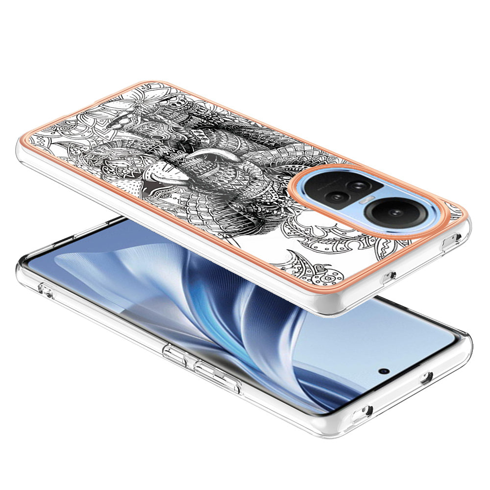YB IMD Series-19 Style D Electroplating Cover for Oppo Reno10 5G (Global) IMD Pattern 2.0mm TPU Phone Case