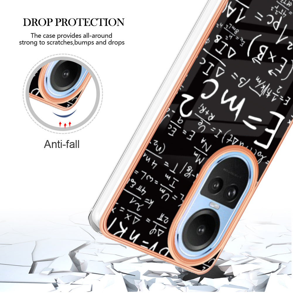 YB IMD Series-19 Style D Electroplating Cover for Oppo Reno10 5G (Global) IMD Pattern 2.0mm TPU Phone Case