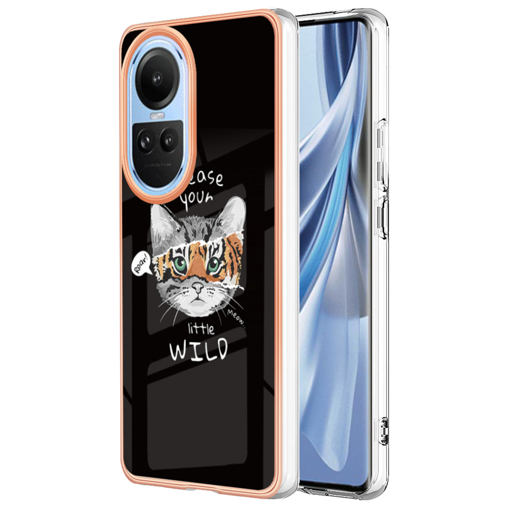 YB IMD Series-19 Style D Electroplating Cover for Oppo Reno10 5G (Global) IMD Pattern 2.0mm TPU Phone Case