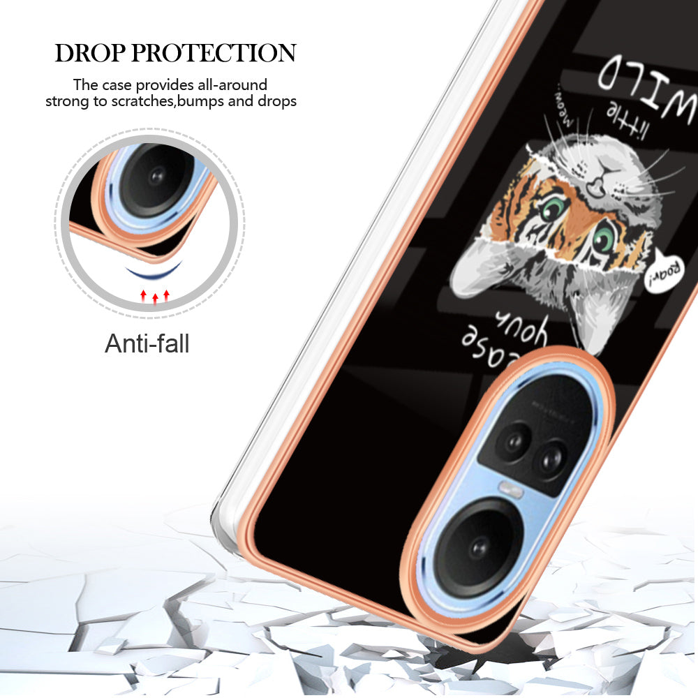 YB IMD Series-19 Style D Electroplating Cover for Oppo Reno10 5G (Global) IMD Pattern 2.0mm TPU Phone Case