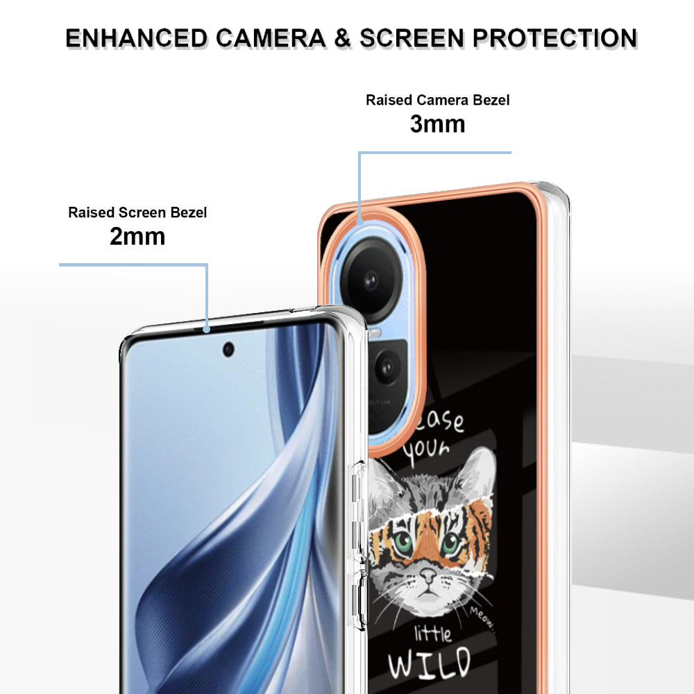 YB IMD Series-19 Style D Electroplating Cover for Oppo Reno10 5G (Global) IMD Pattern 2.0mm TPU Phone Case