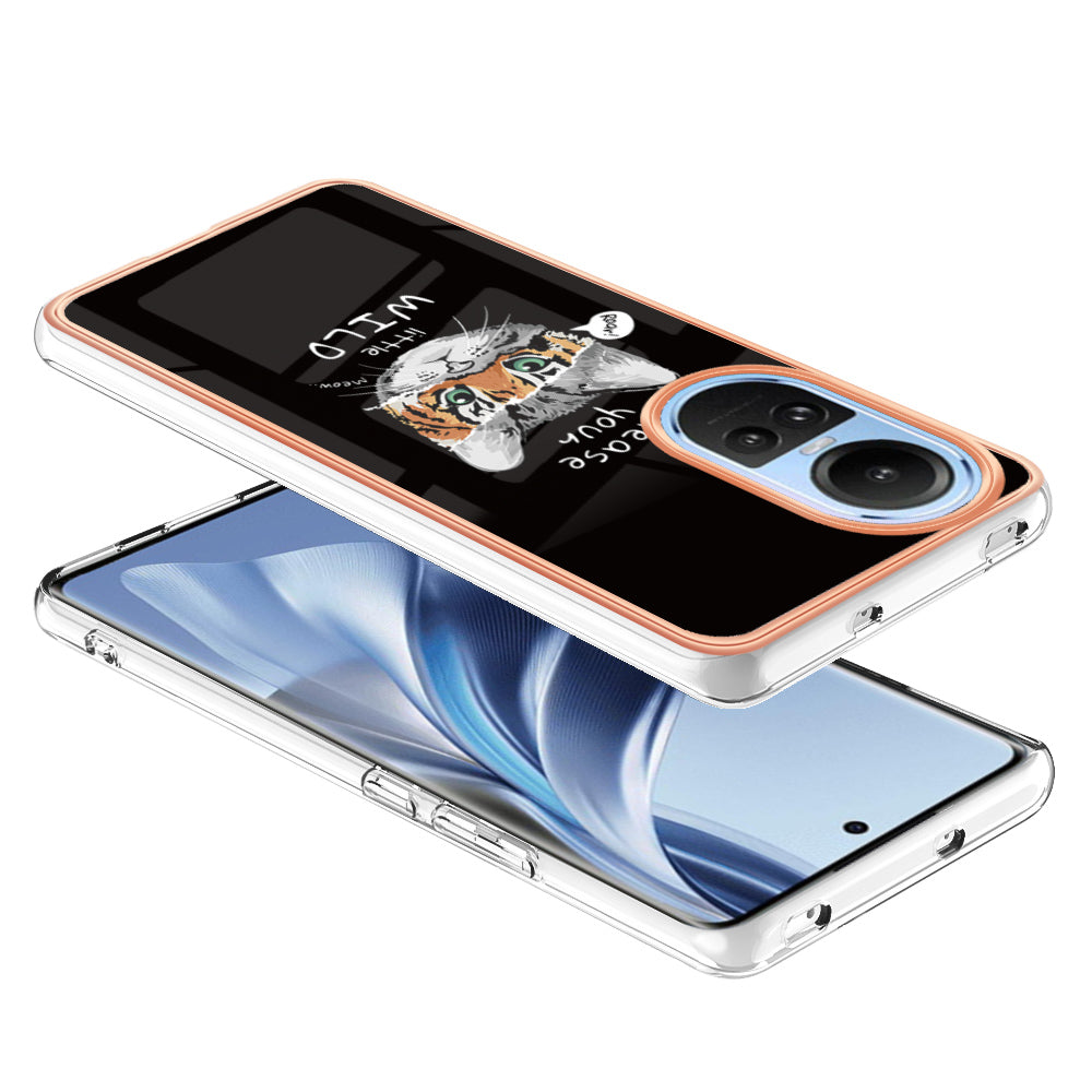 YB IMD Series-19 Style D Electroplating Cover for Oppo Reno10 5G (Global) IMD Pattern 2.0mm TPU Phone Case