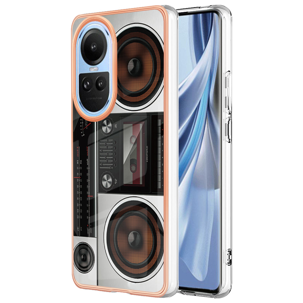 YB IMD Series-19 Style D Electroplating Cover for Oppo Reno10 5G (Global) IMD Pattern 2.0mm TPU Phone Case