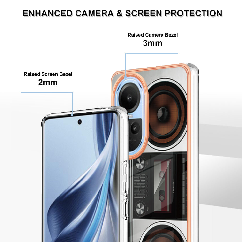 YB IMD Series-19 Style D Electroplating Cover for Oppo Reno10 5G (Global) IMD Pattern 2.0mm TPU Phone Case