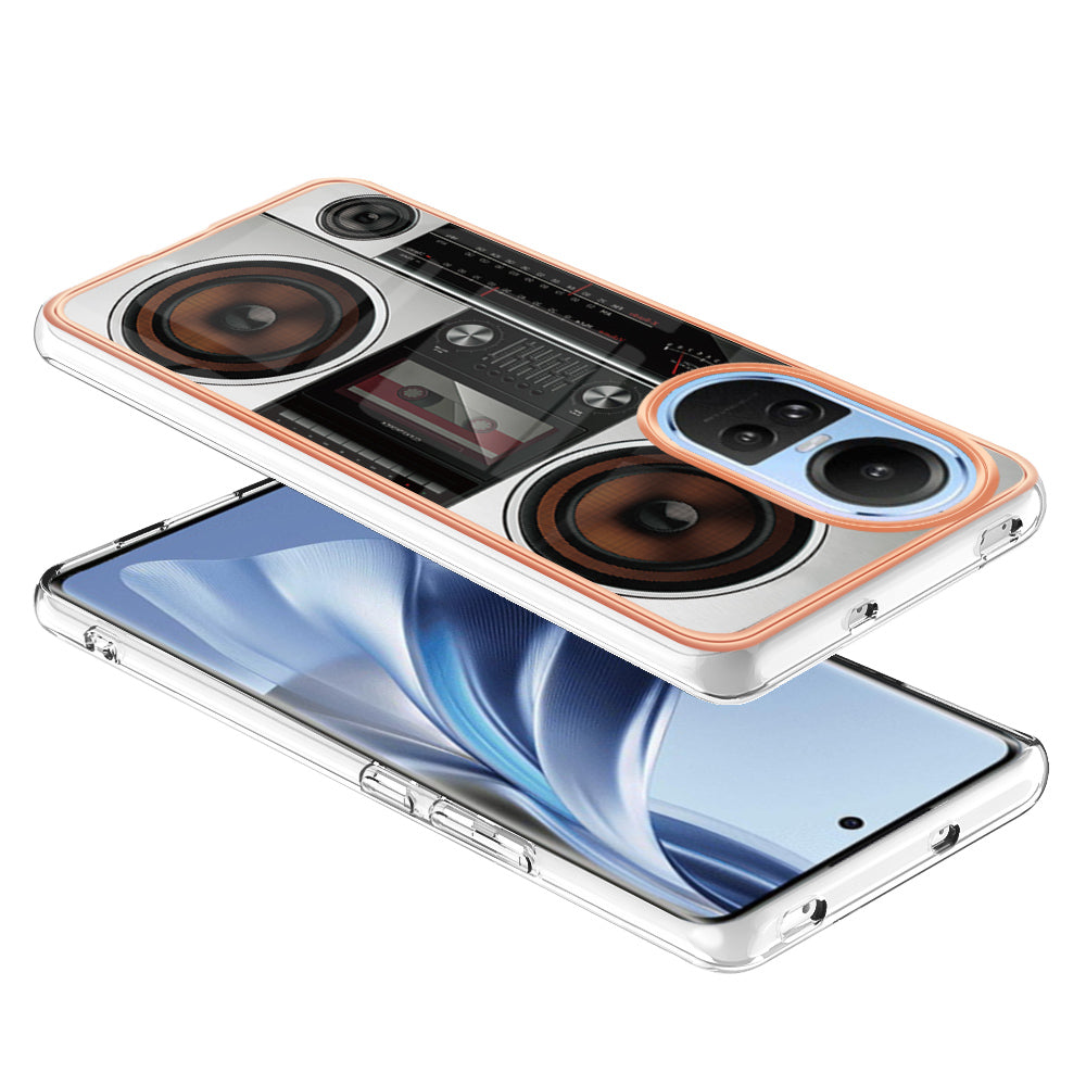 YB IMD Series-19 Style D Electroplating Cover for Oppo Reno10 5G (Global) IMD Pattern 2.0mm TPU Phone Case