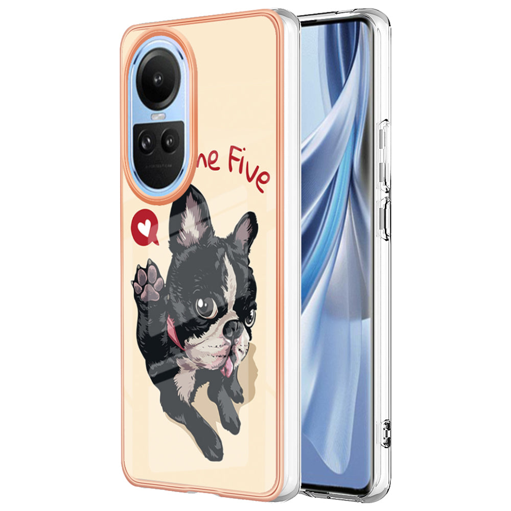 YB IMD Series-19 Style D Electroplating Cover for Oppo Reno10 5G (Global) IMD Pattern 2.0mm TPU Phone Case