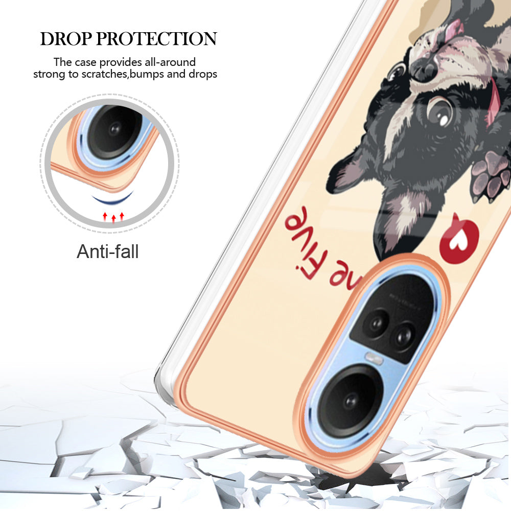 YB IMD Series-19 Style D Electroplating Cover for Oppo Reno10 5G (Global) IMD Pattern 2.0mm TPU Phone Case