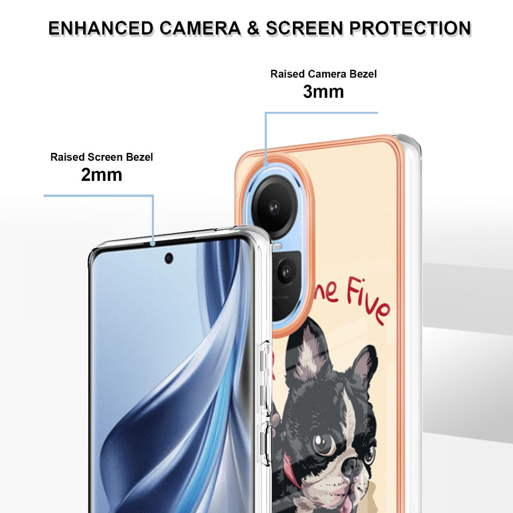 YB IMD Series-19 Style D Electroplating Cover for Oppo Reno10 5G (Global) IMD Pattern 2.0mm TPU Phone Case