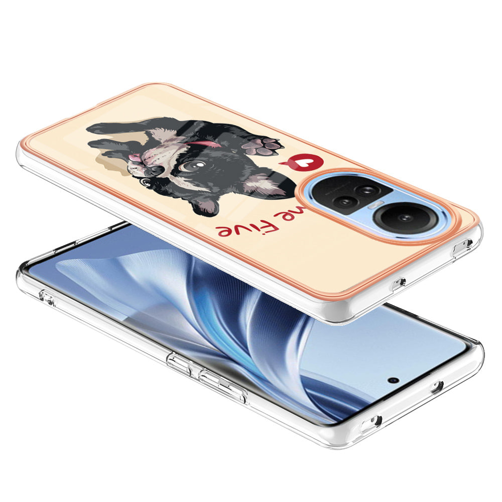 YB IMD Series-19 Style D Electroplating Cover for Oppo Reno10 5G (Global) IMD Pattern 2.0mm TPU Phone Case