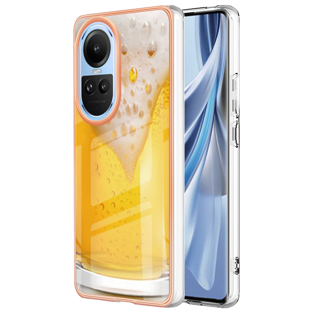 YB IMD Series-19 Style D Electroplating Cover for Oppo Reno10 5G (Global) IMD Pattern 2.0mm TPU Phone Case