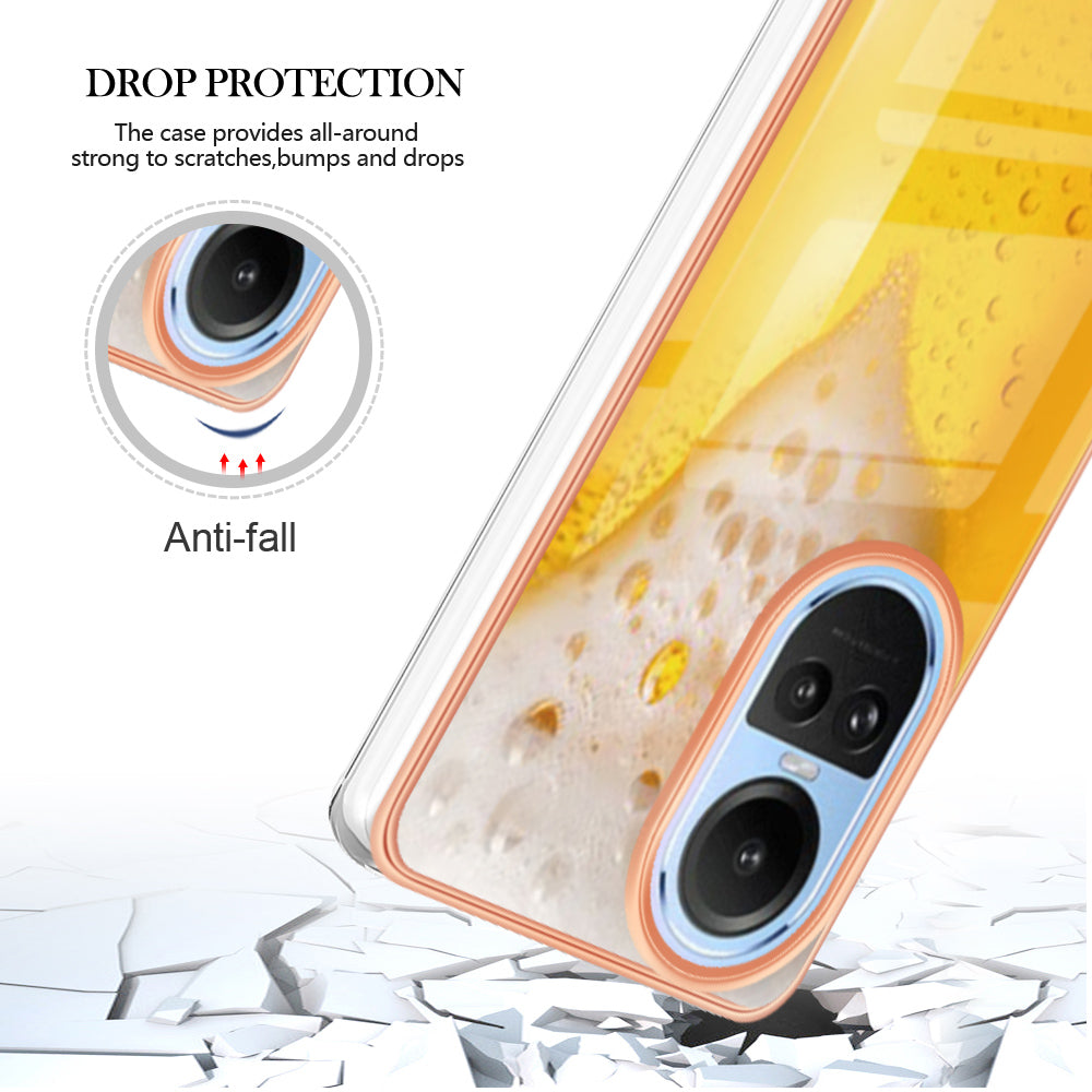 YB IMD Series-19 Style D Electroplating Cover for Oppo Reno10 5G (Global) IMD Pattern 2.0mm TPU Phone Case