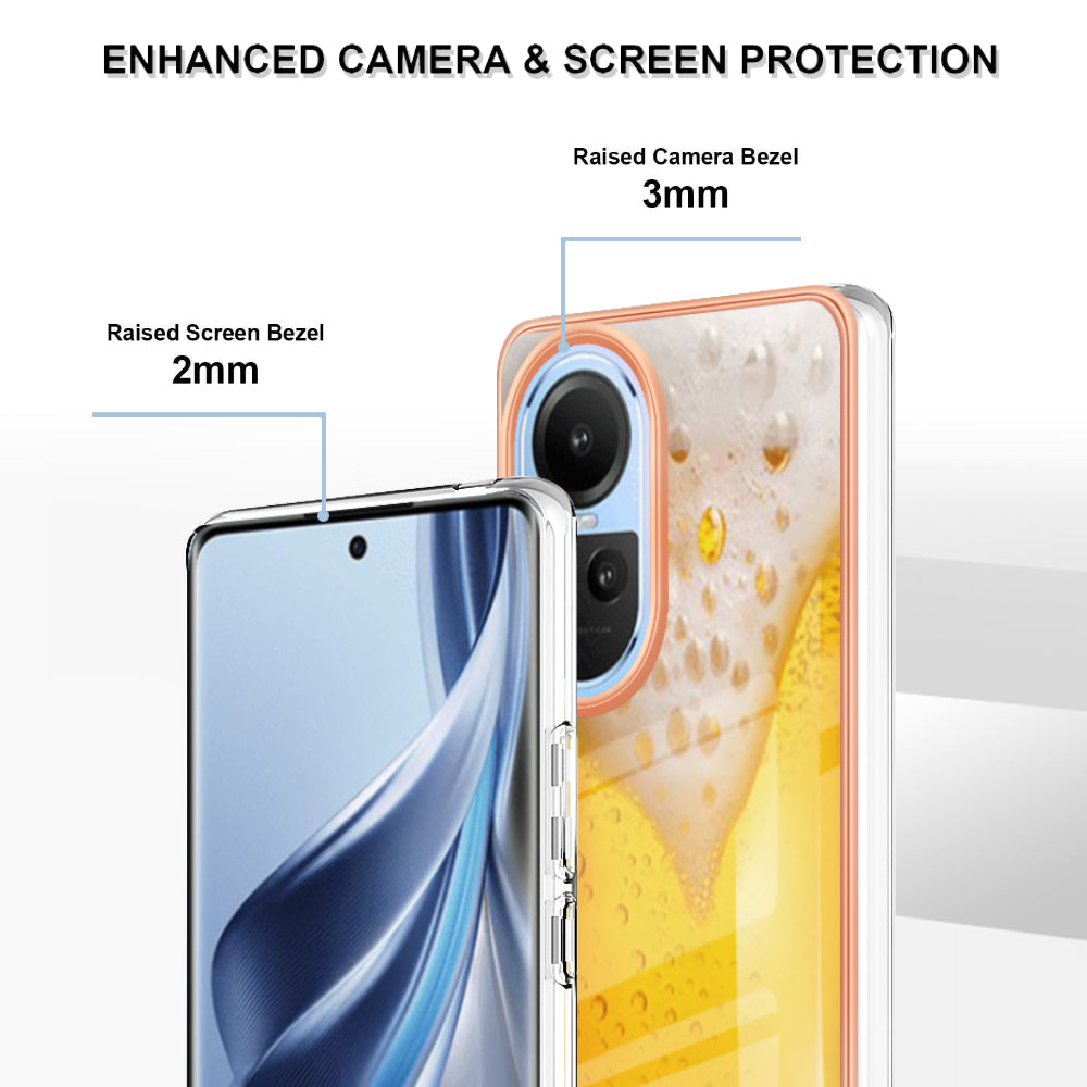 YB IMD Series-19 Style D Electroplating Cover for Oppo Reno10 5G (Global) IMD Pattern 2.0mm TPU Phone Case