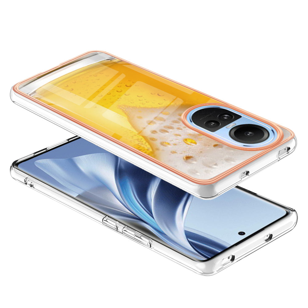 YB IMD Series-19 Style D Electroplating Cover for Oppo Reno10 5G (Global) IMD Pattern 2.0mm TPU Phone Case