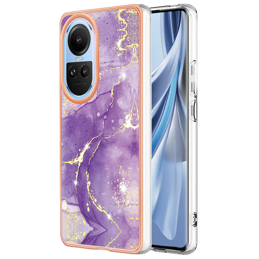 YB IMD Series-2 for Oppo Reno10 5G (Global) Electroplated TPU Case Marble Pattern IMD Protective Phone Cover