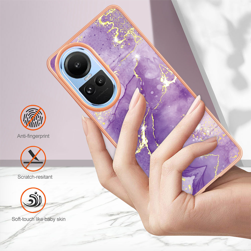 YB IMD Series-2 for Oppo Reno10 5G (Global) Electroplated TPU Case Marble Pattern IMD Protective Phone Cover