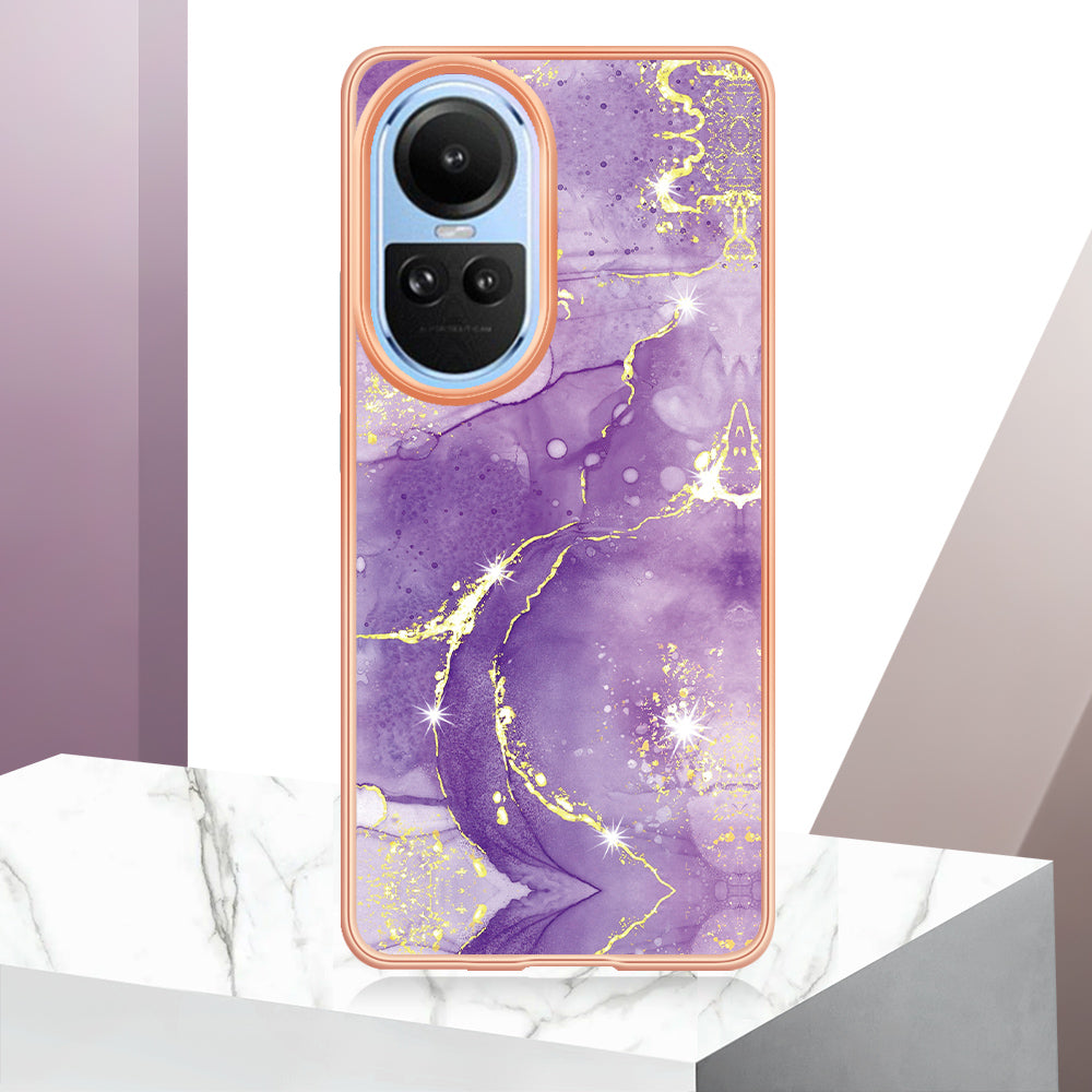 YB IMD Series-2 for Oppo Reno10 5G (Global) Electroplated TPU Case Marble Pattern IMD Protective Phone Cover