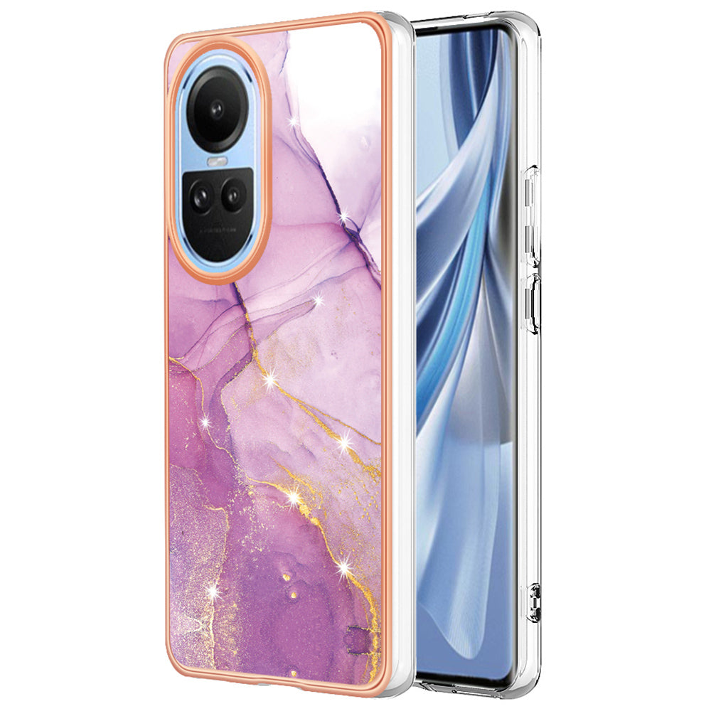 YB IMD Series-2 for Oppo Reno10 5G (Global) Electroplated TPU Case Marble Pattern IMD Protective Phone Cover