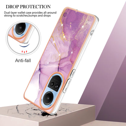 YB IMD Series-2 for Oppo Reno10 5G (Global) Electroplated TPU Case Marble Pattern IMD Protective Phone Cover