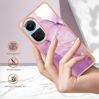 YB IMD Series-2 for Oppo Reno10 5G (Global) Electroplated TPU Case Marble Pattern IMD Protective Phone Cover