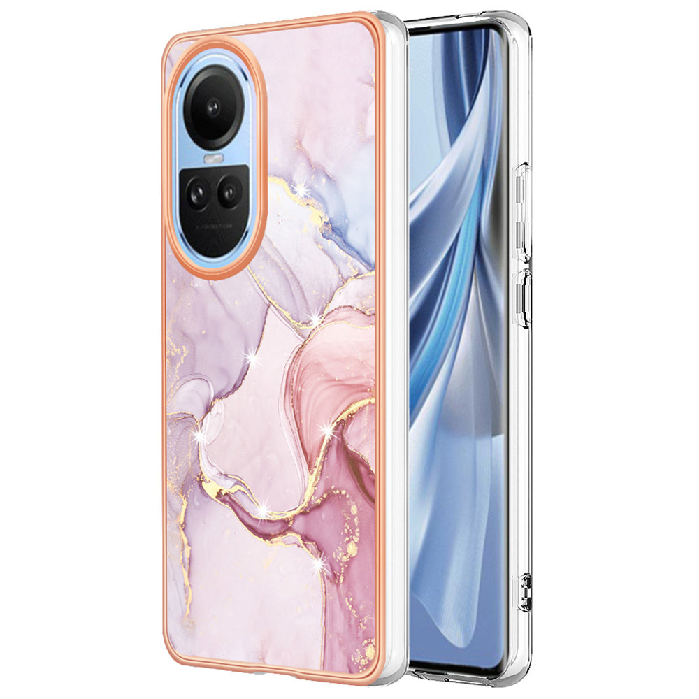 YB IMD Series-2 for Oppo Reno10 5G (Global) Electroplated TPU Case Marble Pattern IMD Protective Phone Cover