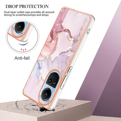 YB IMD Series-2 for Oppo Reno10 5G (Global) Electroplated TPU Case Marble Pattern IMD Protective Phone Cover