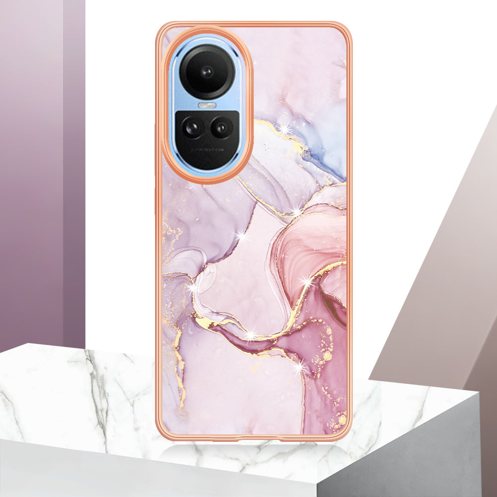 YB IMD Series-2 for Oppo Reno10 5G (Global) Electroplated TPU Case Marble Pattern IMD Protective Phone Cover