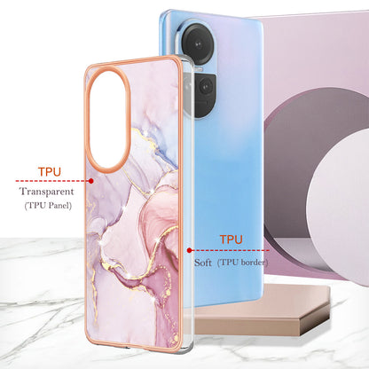 YB IMD Series-2 for Oppo Reno10 5G (Global) Electroplated TPU Case Marble Pattern IMD Protective Phone Cover