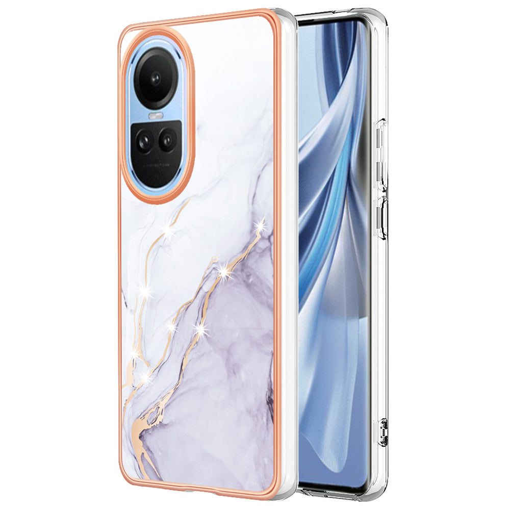 YB IMD Series-2 for Oppo Reno10 5G (Global) Electroplated TPU Case Marble Pattern IMD Protective Phone Cover