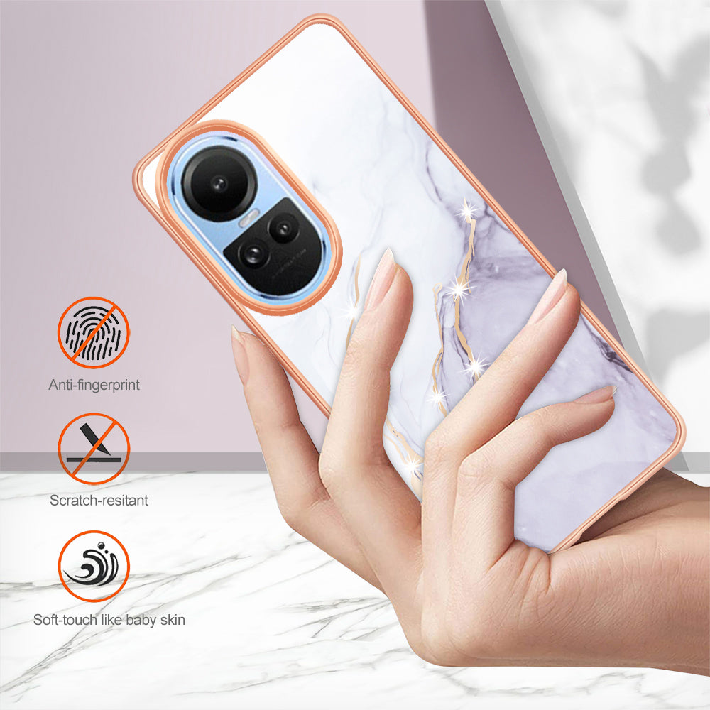 YB IMD Series-2 for Oppo Reno10 5G (Global) Electroplated TPU Case Marble Pattern IMD Protective Phone Cover