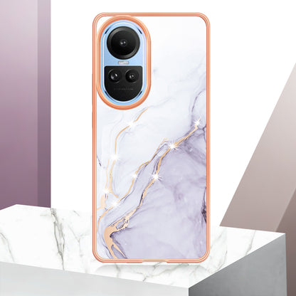 YB IMD Series-2 for Oppo Reno10 5G (Global) Electroplated TPU Case Marble Pattern IMD Protective Phone Cover