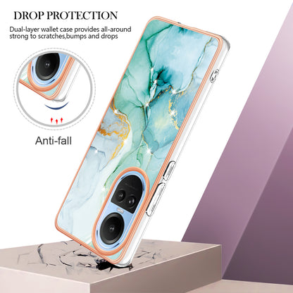 YB IMD Series-2 for Oppo Reno10 5G (Global) Electroplated TPU Case Marble Pattern IMD Protective Phone Cover