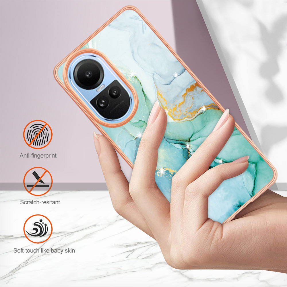 YB IMD Series-2 for Oppo Reno10 5G (Global) Electroplated TPU Case Marble Pattern IMD Protective Phone Cover