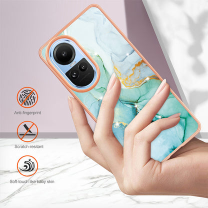 YB IMD Series-2 for Oppo Reno10 5G (Global) Electroplated TPU Case Marble Pattern IMD Protective Phone Cover