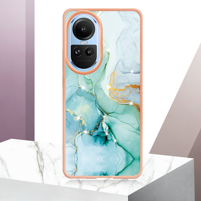 YB IMD Series-2 for Oppo Reno10 5G (Global) Electroplated TPU Case Marble Pattern IMD Protective Phone Cover