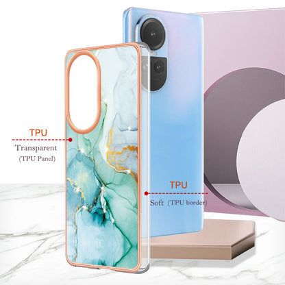 YB IMD Series-2 for Oppo Reno10 5G (Global) Electroplated TPU Case Marble Pattern IMD Protective Phone Cover