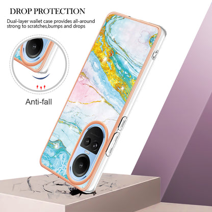 YB IMD Series-2 for Oppo Reno10 5G (Global) Electroplated TPU Case Marble Pattern IMD Protective Phone Cover
