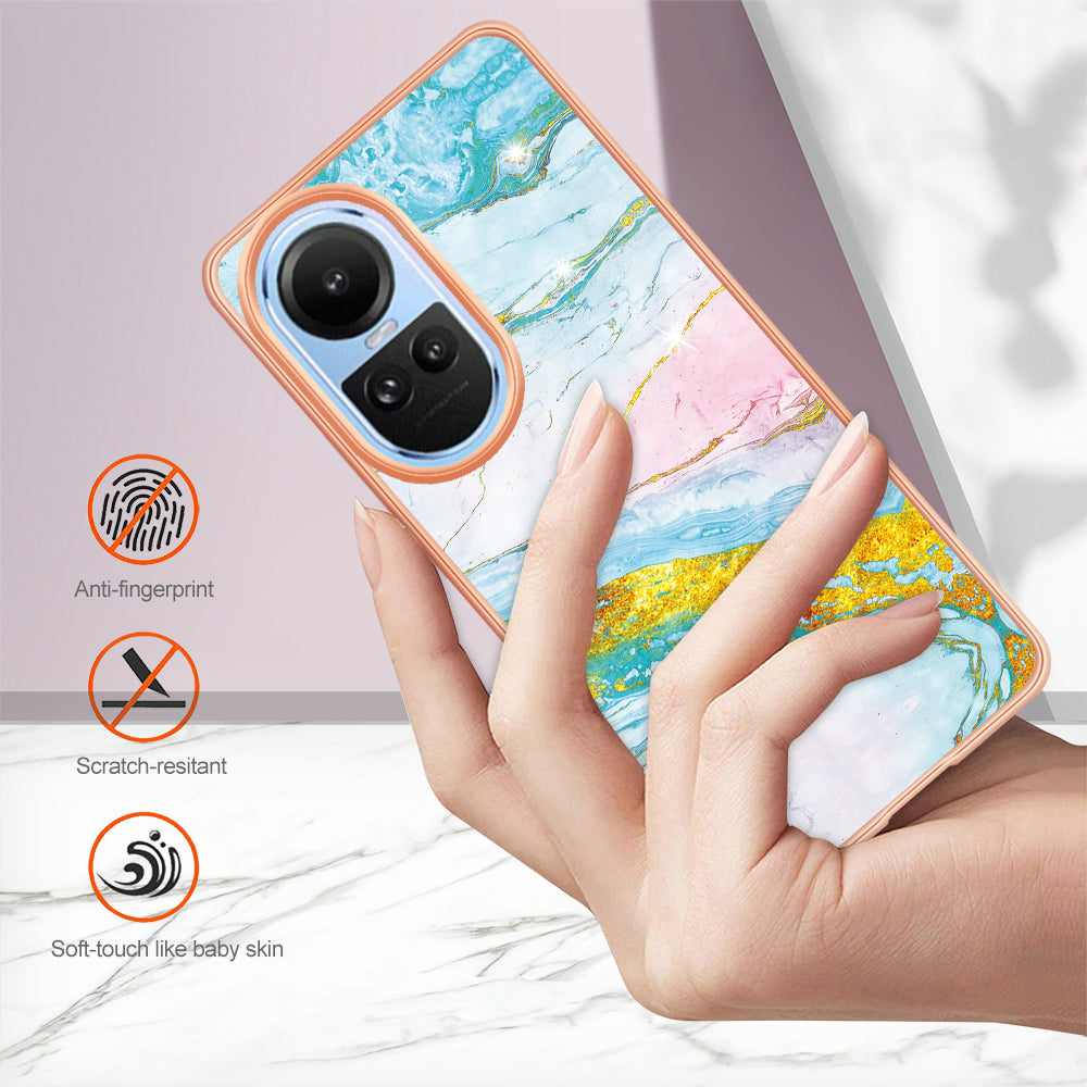 YB IMD Series-2 for Oppo Reno10 5G (Global) Electroplated TPU Case Marble Pattern IMD Protective Phone Cover