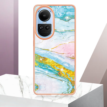 YB IMD Series-2 for Oppo Reno10 5G (Global) Electroplated TPU Case Marble Pattern IMD Protective Phone Cover
