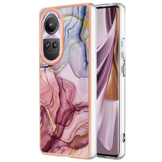 YB IMD Series-16 Style-E Marble Pattern Phone Case for Oppo Reno10 Pro 5G (Global) Electroplating IMD 2.0mm TPU Protective Cover