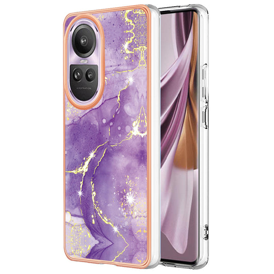 YB IMD Series-2 for Oppo Reno10 Pro 5G (Global) Marble Pattern Phone Case Electroplating Soft TPU IMD Cover