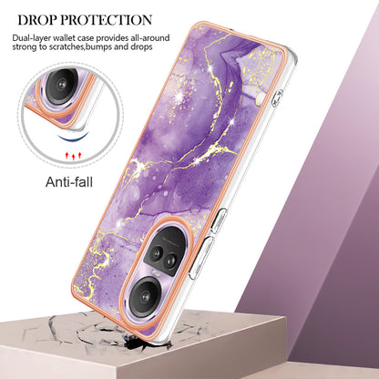 YB IMD Series-2 for Oppo Reno10 Pro 5G (Global) Marble Pattern Phone Case Electroplating Soft TPU IMD Cover