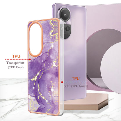 YB IMD Series-2 for Oppo Reno10 Pro 5G (Global) Marble Pattern Phone Case Electroplating Soft TPU IMD Cover