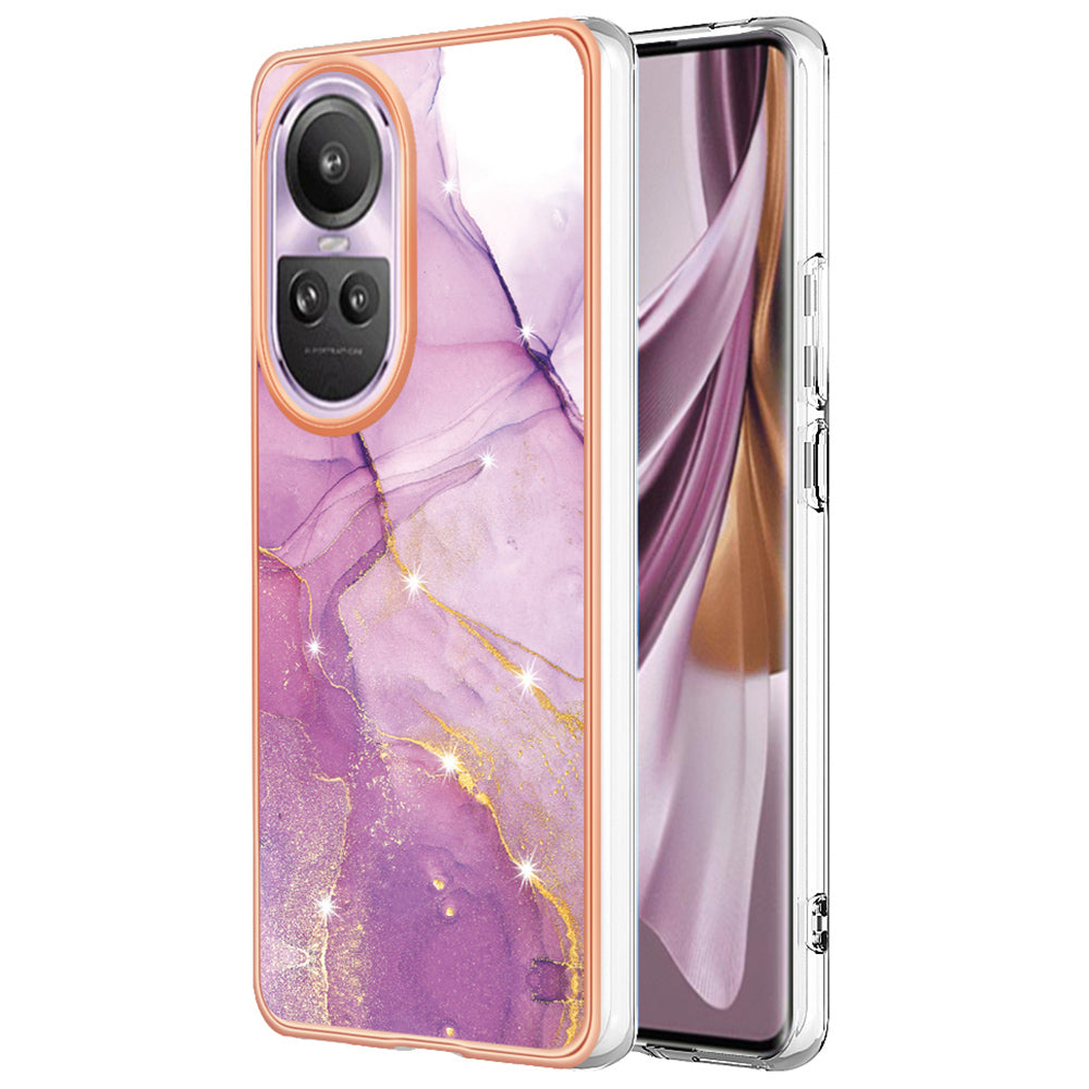 YB IMD Series-2 for Oppo Reno10 Pro 5G (Global) Marble Pattern Phone Case Electroplating Soft TPU IMD Cover