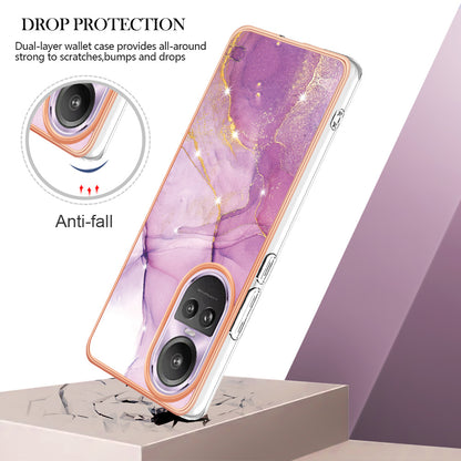YB IMD Series-2 for Oppo Reno10 Pro 5G (Global) Marble Pattern Phone Case Electroplating Soft TPU IMD Cover