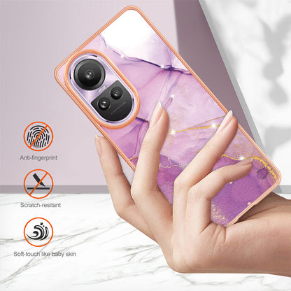 YB IMD Series-2 for Oppo Reno10 Pro 5G (Global) Marble Pattern Phone Case Electroplating Soft TPU IMD Cover